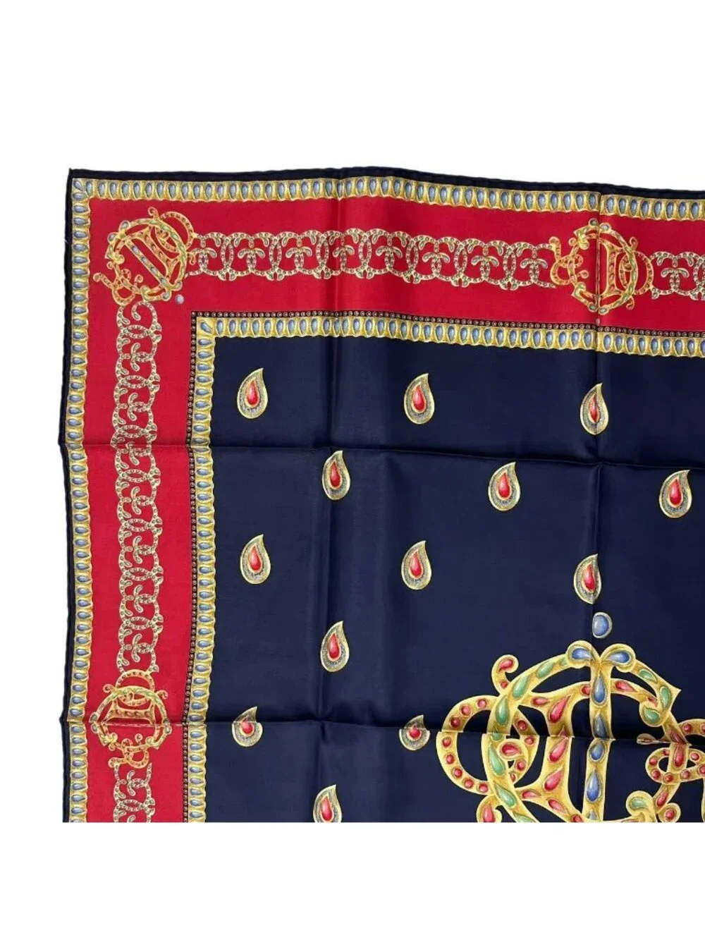 Dior Scarf Silk Logo All Over Print Red Navy